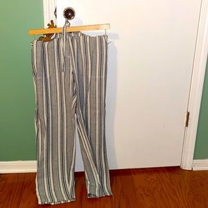 Linen Pants cream and blue sz L